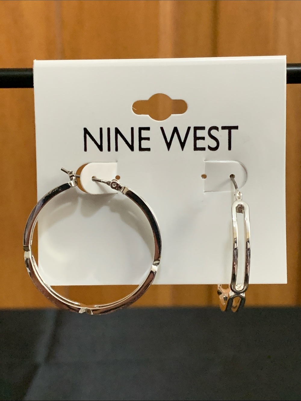 NWT Nine West silver tone hoop earrings